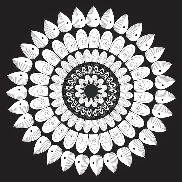 Vector a black and white drawing of a mandala