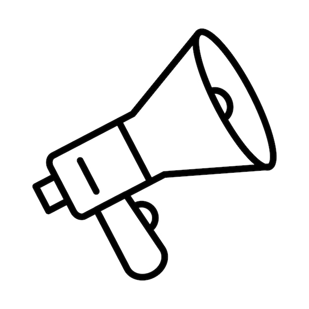 a black and white drawing of a megaphone with a line through it