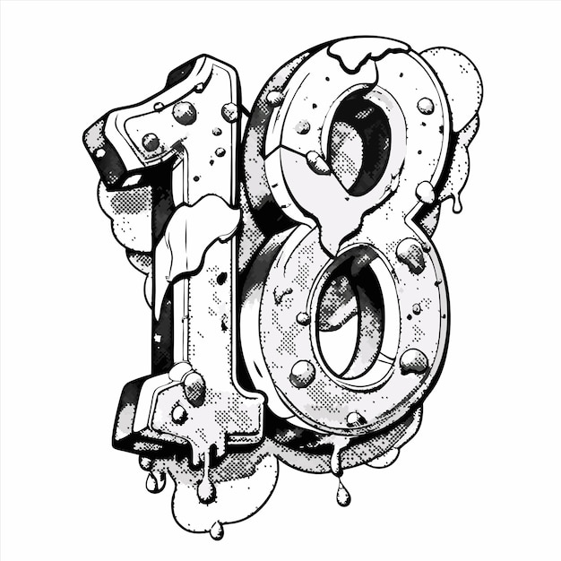 A black and white drawing of a number 60 | Premium AI-generated vector