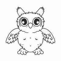 Vector a black and white drawing of an owl with big eyes