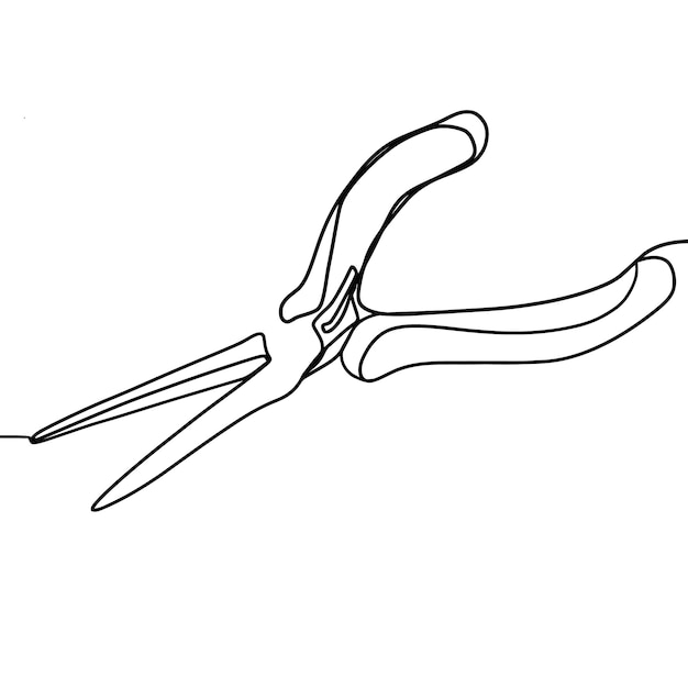 Vector a black and white drawing of a pair of scissors.