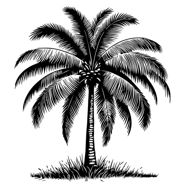 Vector a black and white drawing of a palm tree with the word  palm  on it