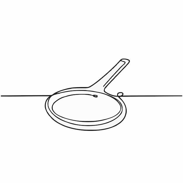 Vector a black and white drawing of a pan and a spoon