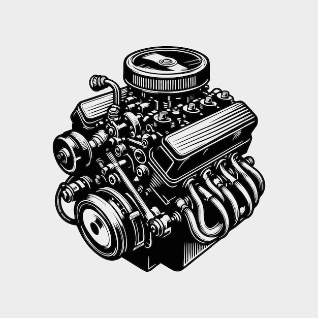 a black and white drawing of a piece of machinery with the word engine on it