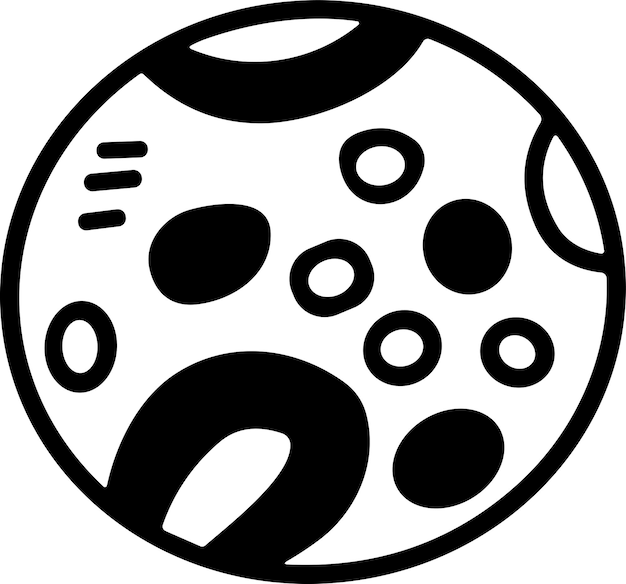 a black and white drawing of a planet