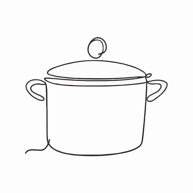 Vector a black and white drawing of a pot with a lid that says pot