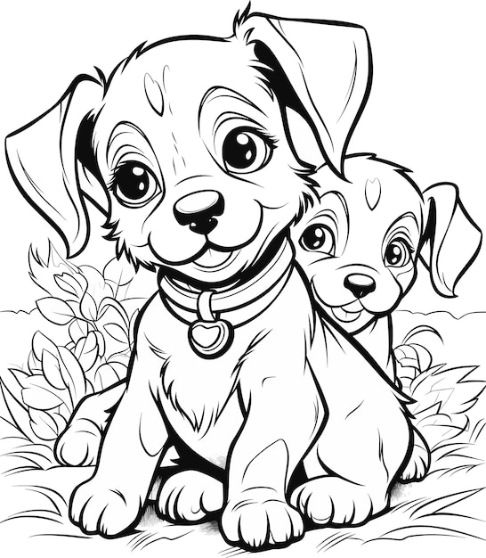 A black and white drawing of a puppy with the name dog on it.