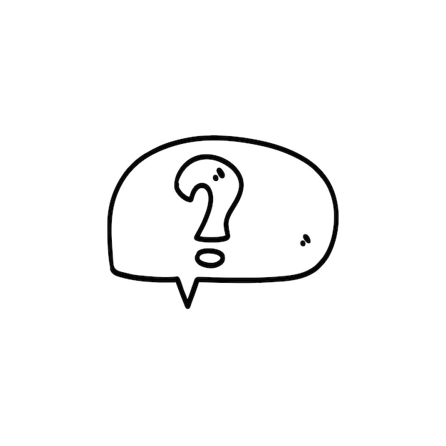 A black and white drawing of a question mark.