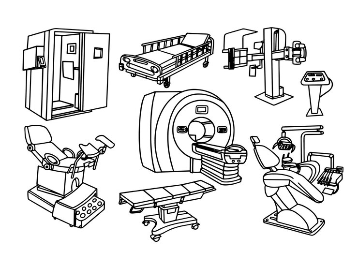 車と機械の絵を描いた部屋の黒と白の絵