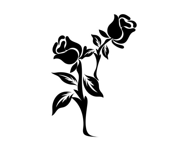 Vector a black and white drawing of a rose with the words  rose  on it