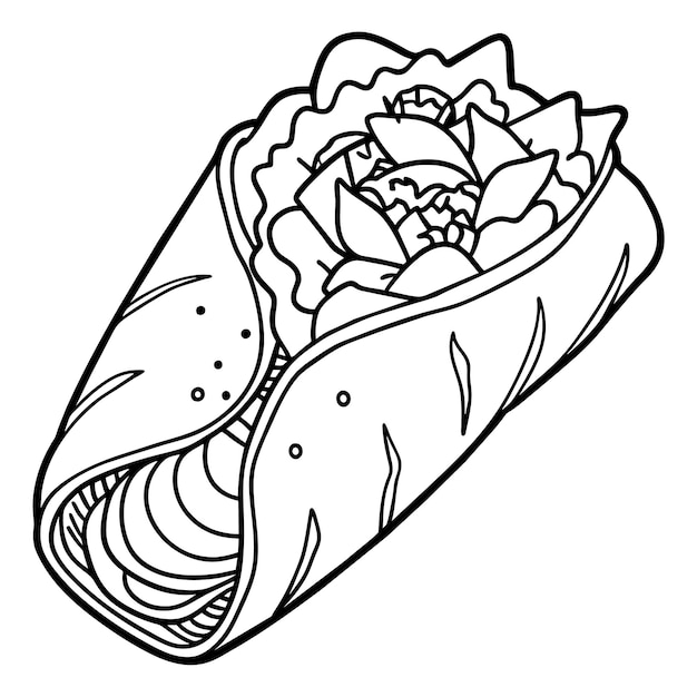 Vector a black and white drawing of a sandwich with flowers and a picture of a flower