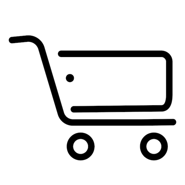 Vector a black and white drawing of a shopping cart with a black outline