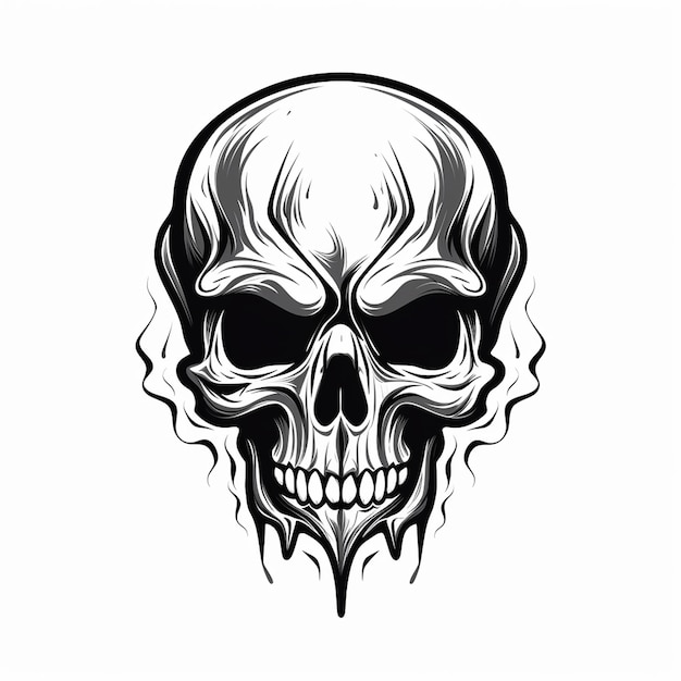 Vector a black and white drawing of a skull with a skull on it