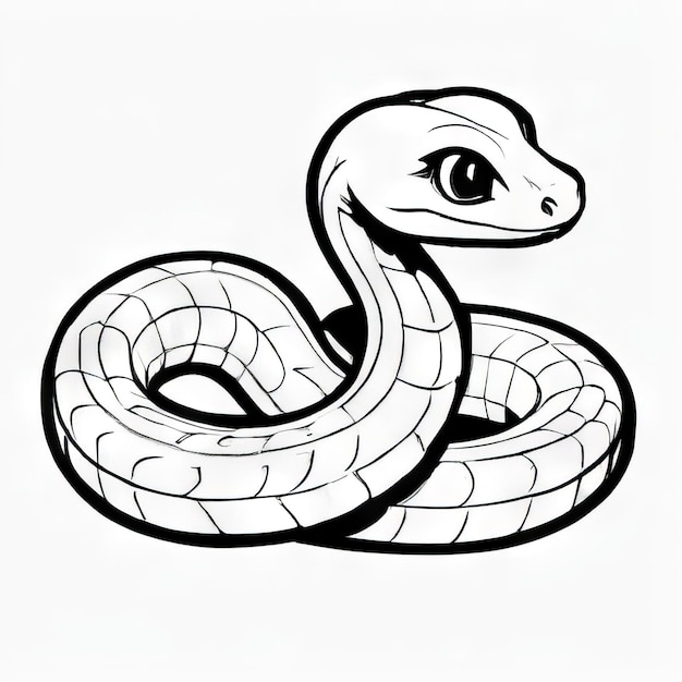 Vector a black and white drawing of a snake with a white background