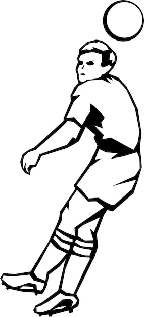 Vettore un disegno in bianco e nero di un calciatore.
