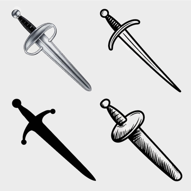 Vector 黒と白の剣の絵