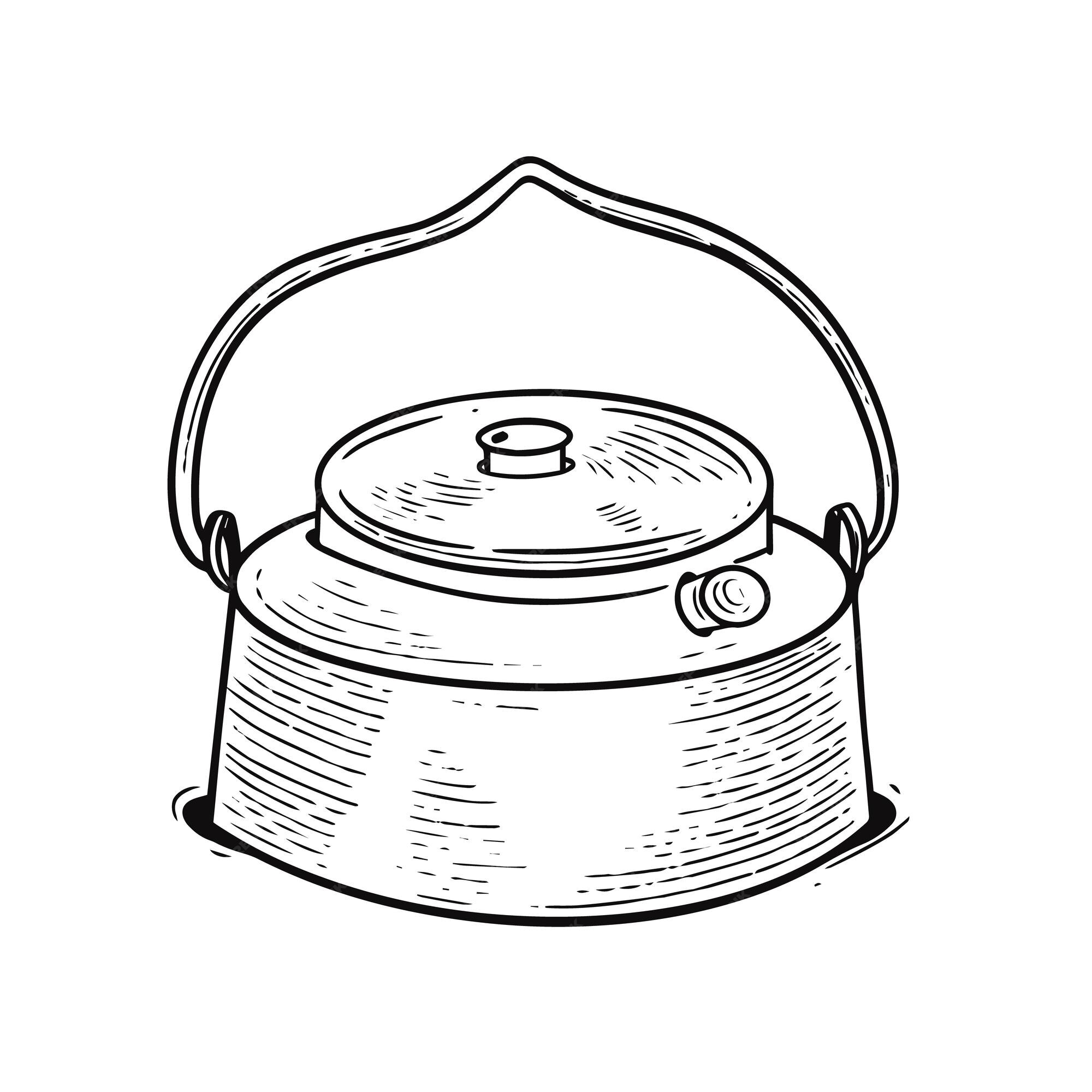 Black and White Kettle Clip Art - Black and White Kettle Image