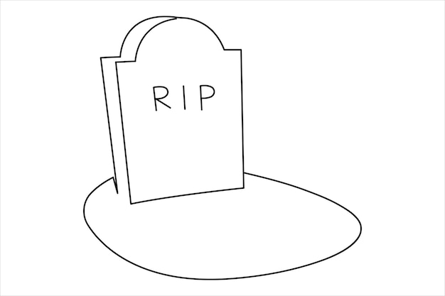 その上に黒いマーカーが付いた墓石の黒と白の絵