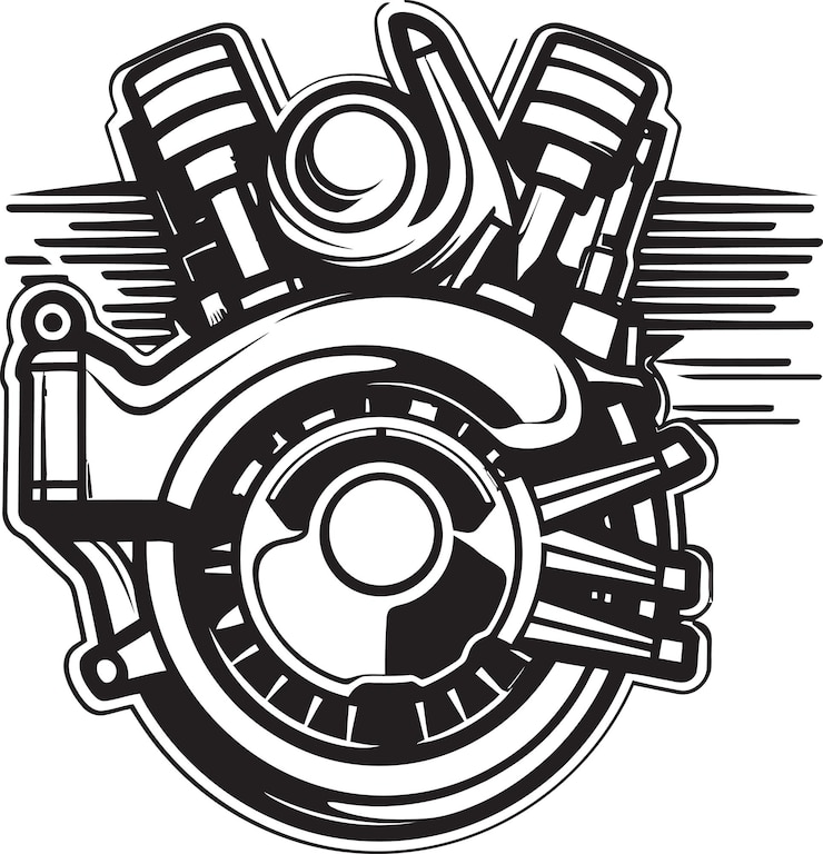 Vector a black and white drawing of a wheel with a picture of a person on it