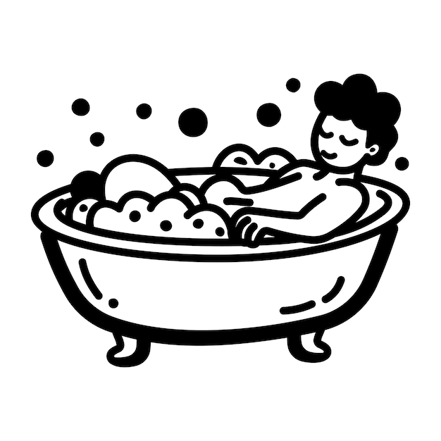черно-белый рисунок женщины в ванной с яйцами и женщины в ванне