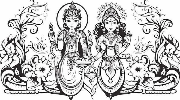 Vector a black and white drawing of a woman and her idol