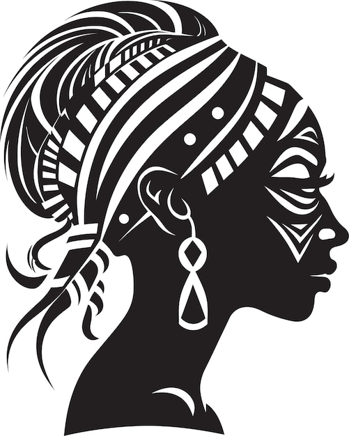 Vettore un disegno in bianco e nero di una donna con un diamante nei capelli