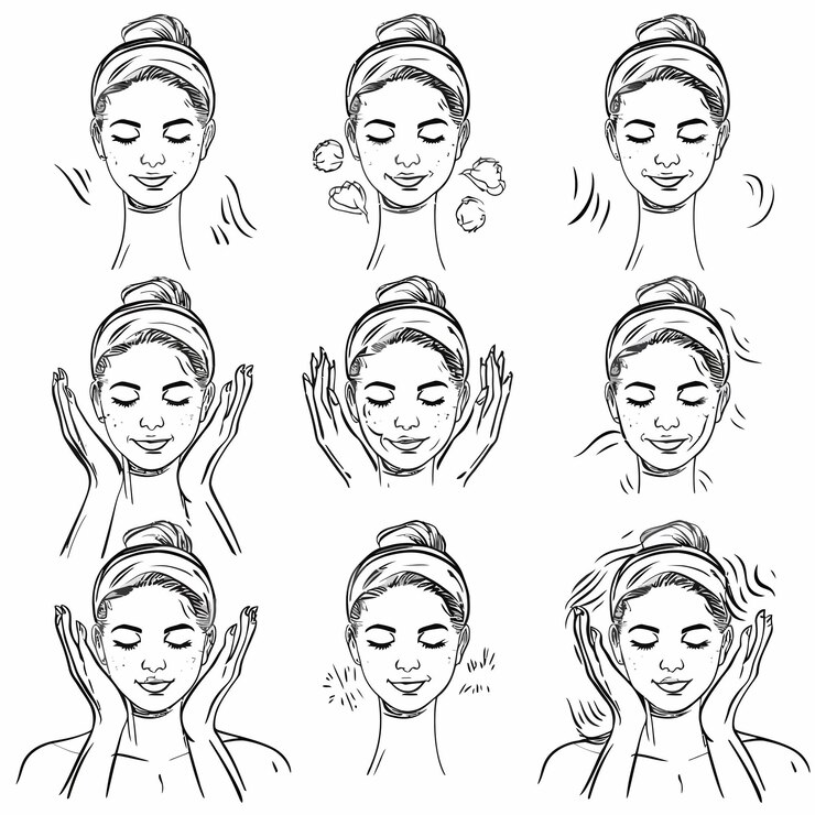 Vector a black and white drawing of a woman with the words quot acne quot on it