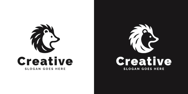 Black and White Dual Concept Hedgehog Logo Design on Contrasting Backgrounds