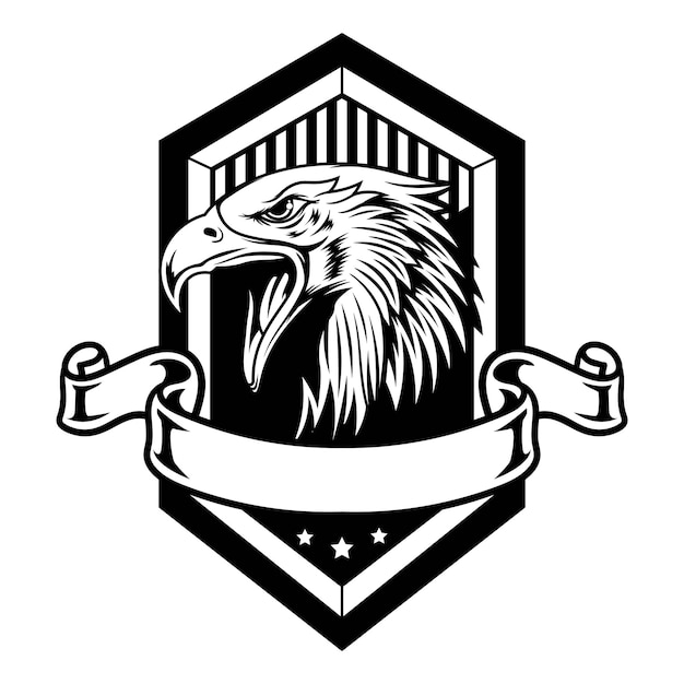 Black and white eagle badge logo