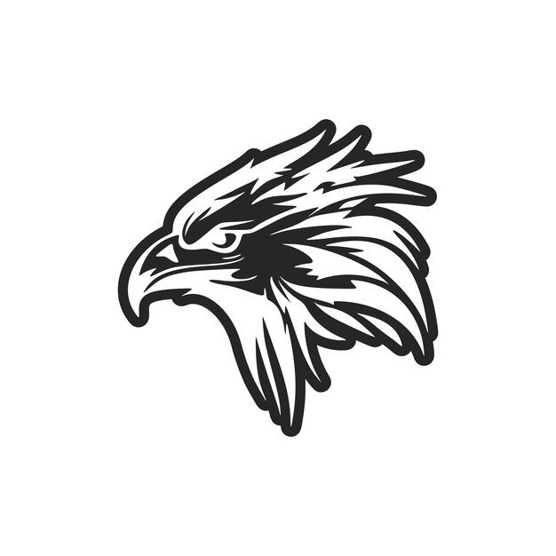 A black and white eagle logo depicted in vector graphics