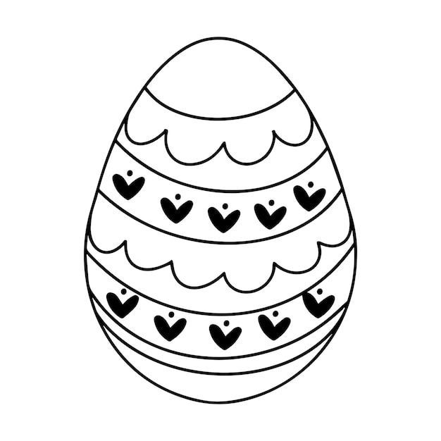 A black and white egg icon with an ornament for the design of Easter holidays