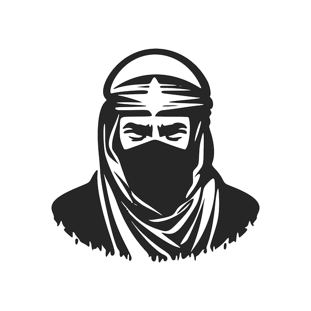 Black and white elegant logo depicting a man of Arab appearance