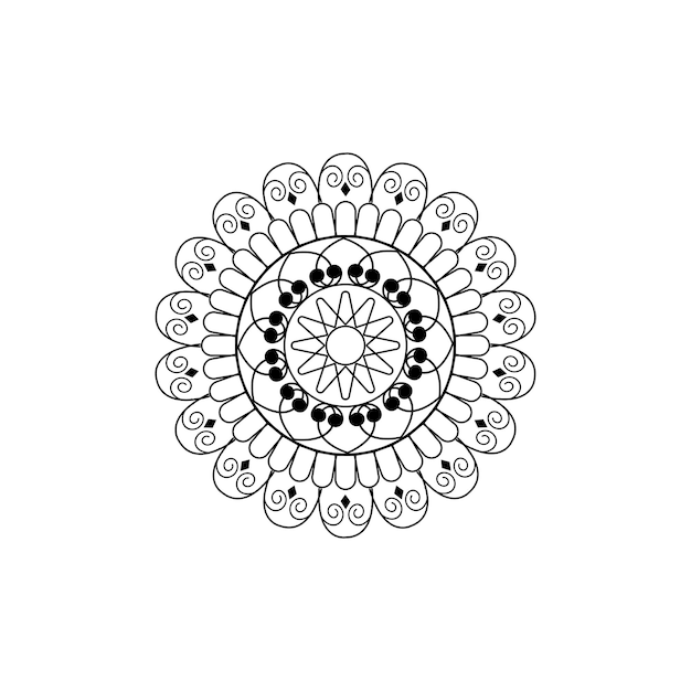 Black and white elements round mandala vector graphics design in illustration