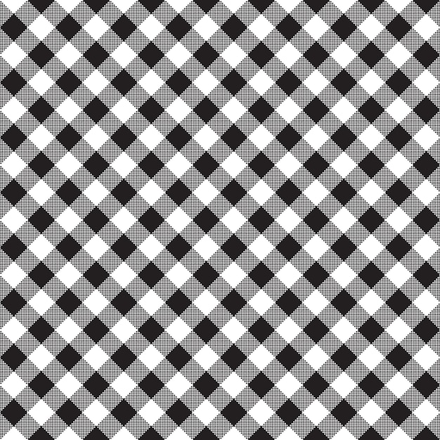 Black and white fabric texture. Vector illustration. Flat tablecloth pattern.