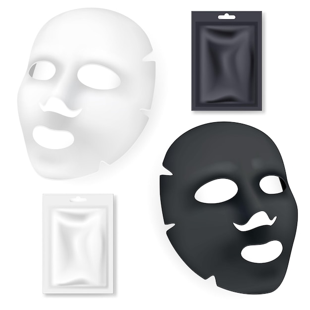 Maschera cosmetica facciale in bianco e nero isolata su bianco