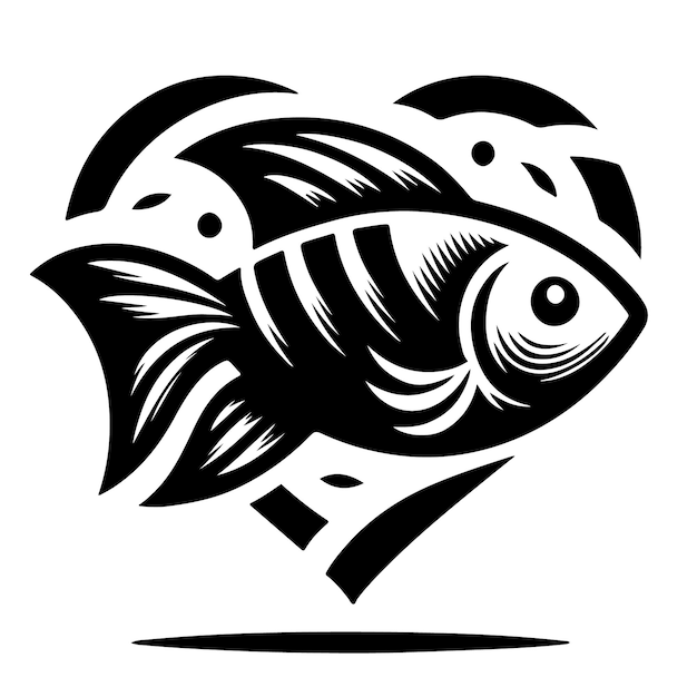 Vector black and white fish art design