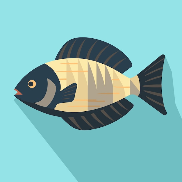 Vector a black and white fish on a blue background