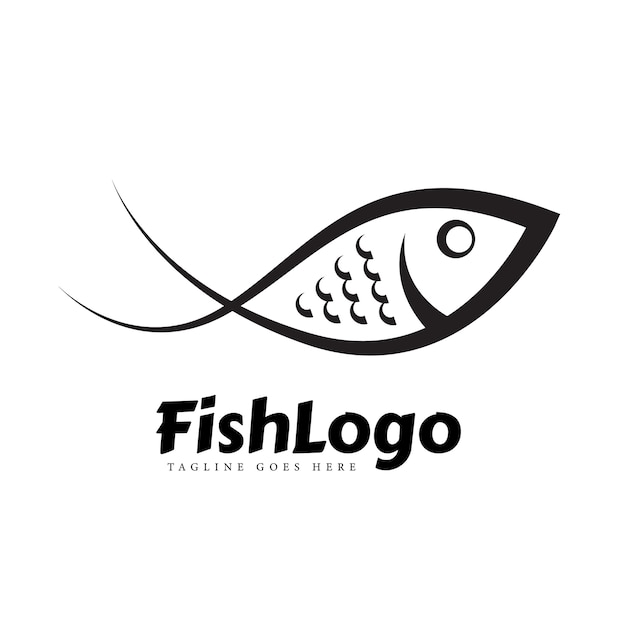 Black & white fish line art logo concept