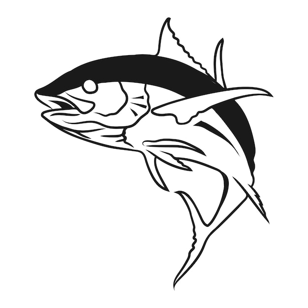 Черно-белая векторная иллюстрация рыбалки