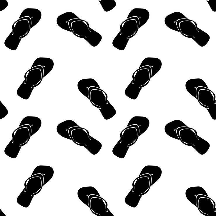 Black white flip flops pattern seamless vacation and holiday