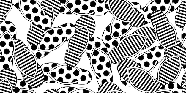 black white flip flops or slippers seamless pattern