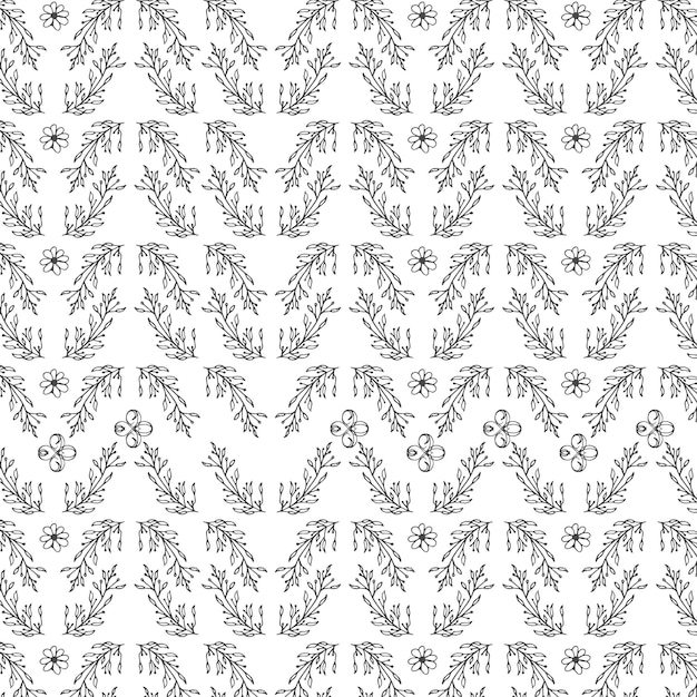 Vector black and white floral digital paper, floral pattern