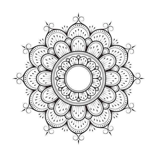 Черно-белые цветочные элементы дизайна мандалы в векторе