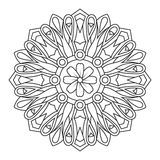 Black and white floral mandala art vector illustration