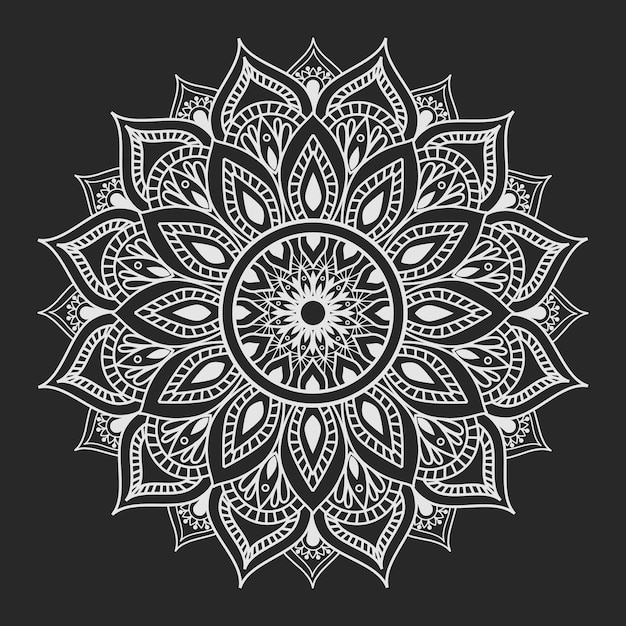 Vector black and white floral mandala background