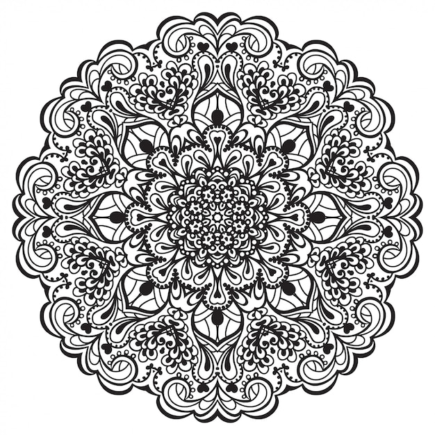 Black and white floral mandala