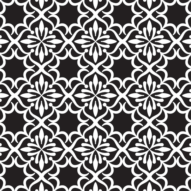 Black and white floral pattern vector design