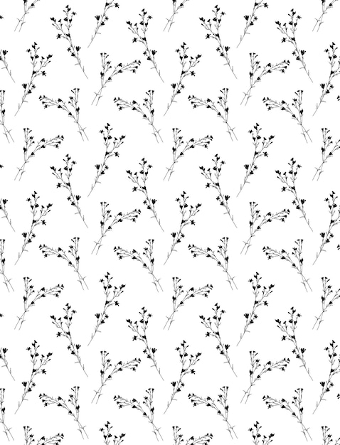 Black and White Floral Seamless Pattern 1