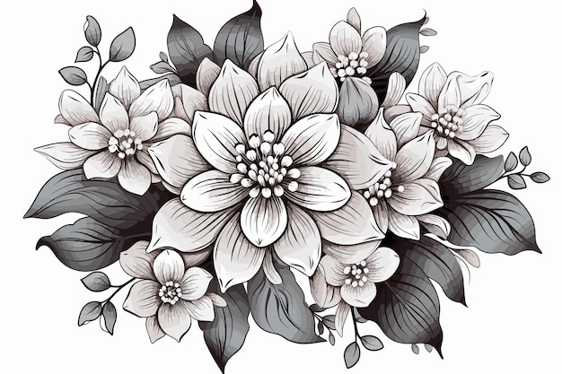 Black and white floral tattoo drawing and illustration design