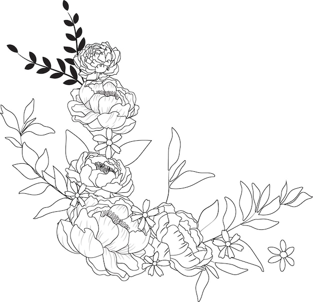 black and white flower coloring Page